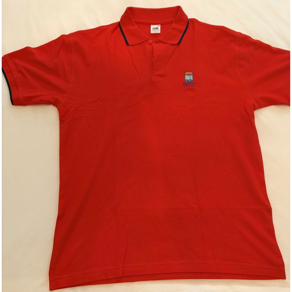 Mens Red Golf Club Punta Ala Pique Polo Shirt Large L